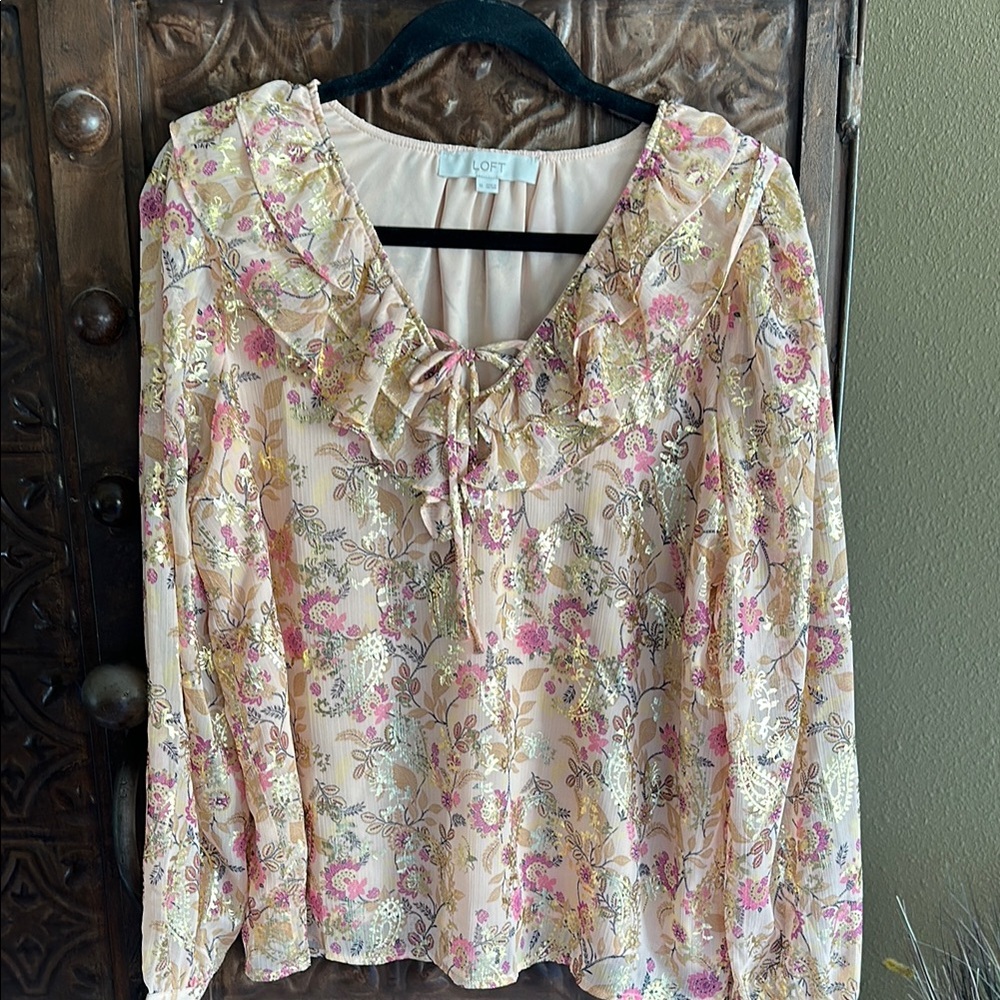 Floral Ruffle Blouse-Loft medium